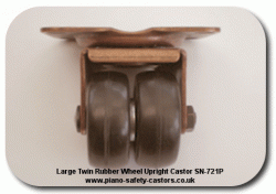  Large  Twin Rubber  Wheeled   Upright Piano Castor - Set of 4